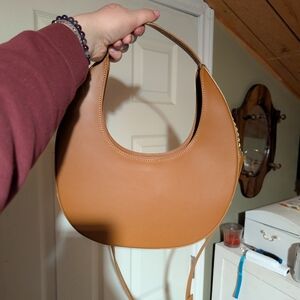 Classic Crescent Shoulder Bag in Tan